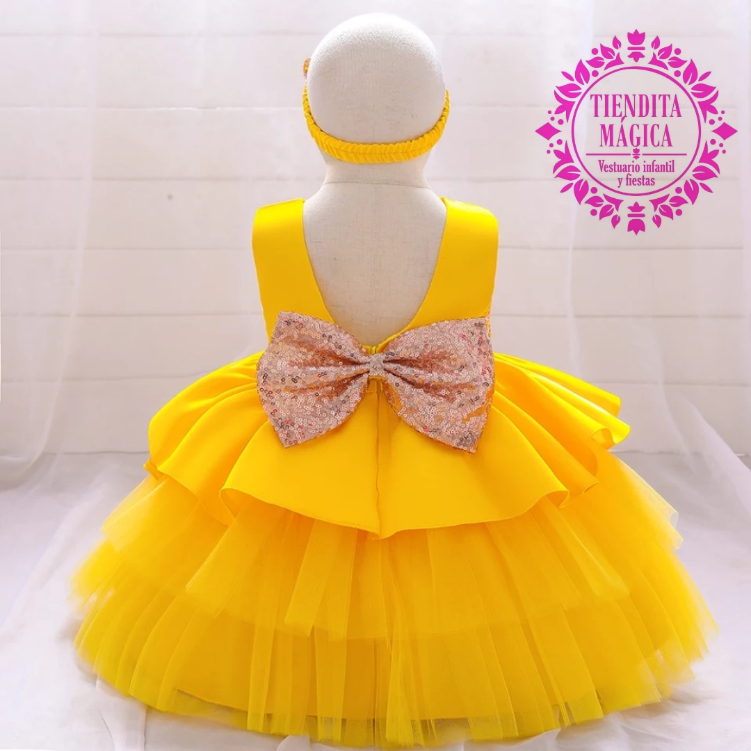 Vestido Fiesta Niña Talla 1/2/3/4/5 Años Color Amarillo ⋆ Venta de  Vestuario y Accesorios Infantiles